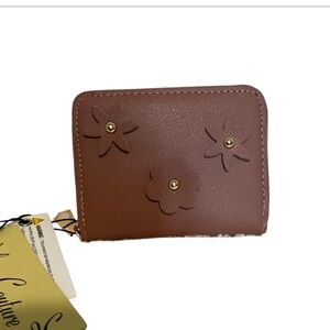 Stylish Mauve Color Wallet with Floral Design